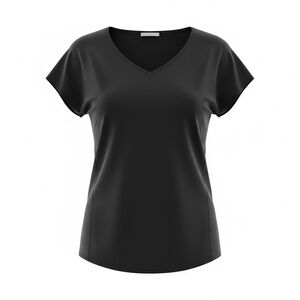 Elegant Black V-Neck Women's Blouse